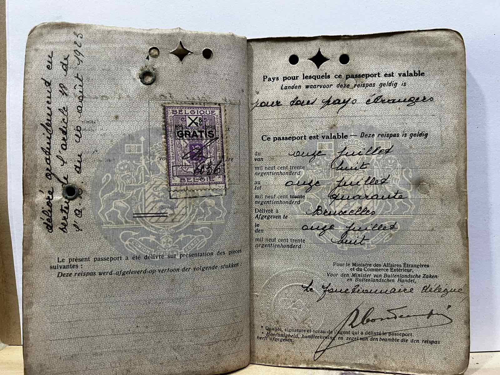 Passport of a Belgian missionary included in the general collection of artifacts of past CICM RP personnel